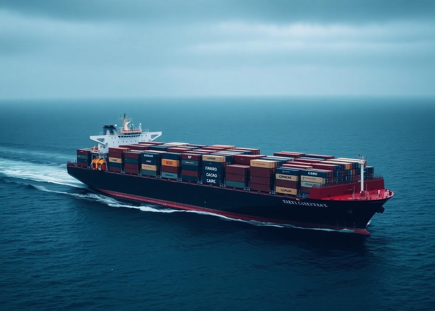 Cargo ship at sea